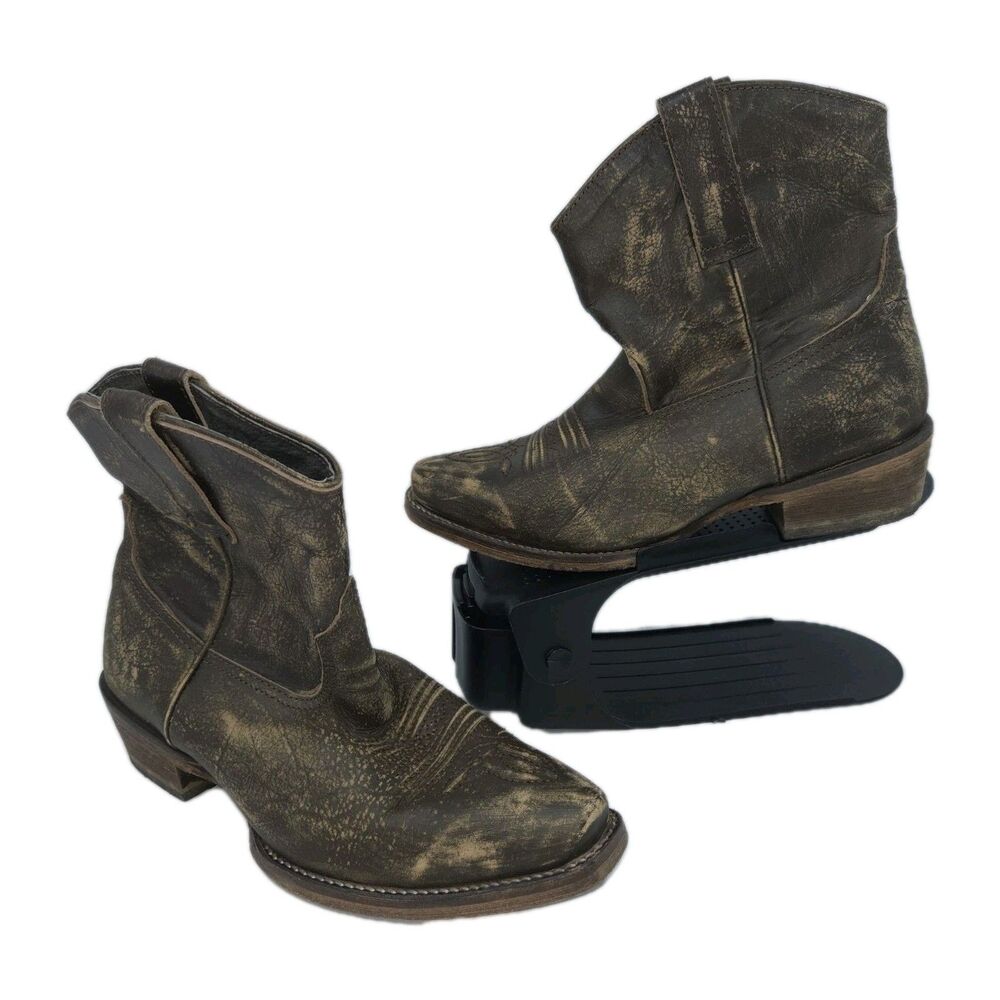 Roper Womens Dusty Distressed Snip Toe Western Cowgirl Boots Brown Size 6.5